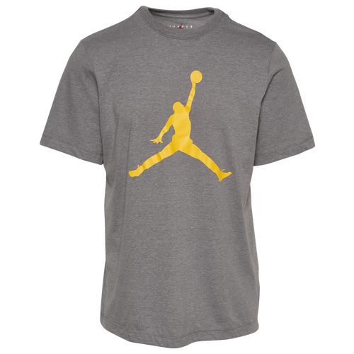 

Jordan Mens Jordan Jumpman Crew T-Shirt - Mens Carbon Heather/Tour Yellow Size S