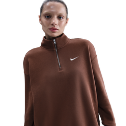 Women's - Nike NSW Phoenix Fleece Oversized Long Quarter-Zip - Sail/Fauna Brown