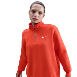 Women's - Nike NSW Phoenix Fleece Oversized Long Quarter-Zip - Picante Red/Sail