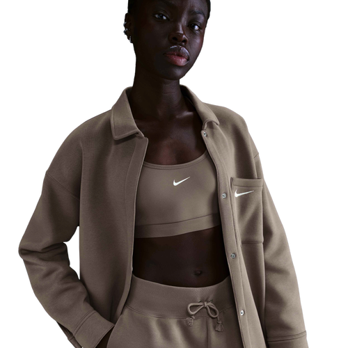 WOMENS - Nike NSW Phoenix Fleece Oversized Shacket - Sail/Mink Brown