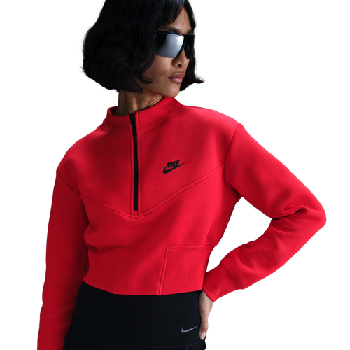  - Nike NSW Tech Fleece Crop Half-Zip - Black/University Red