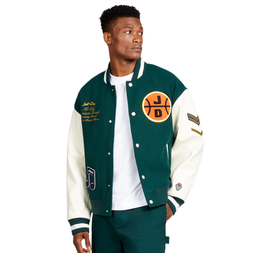 

All City By Just Don Mens All City By Just Don Letterman Jacket - Mens White/Black Size L