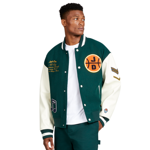 

All City By Just Don Mens All City By Just Don Letterman Jacket - Mens White/Black Size M