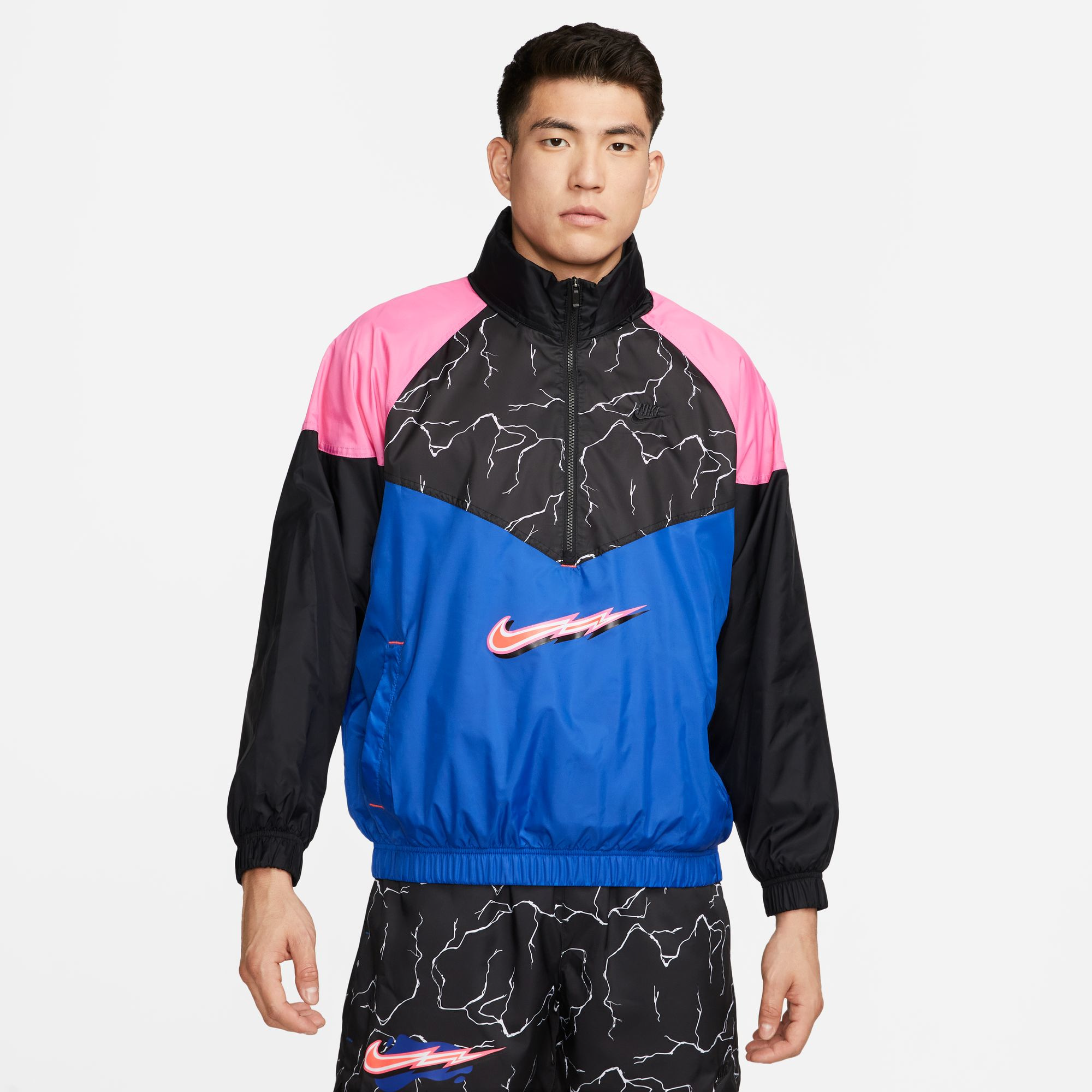 Nike pink and blue 2024 jacket