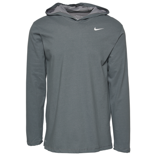 

Nike Mens Nike Team L/S Hoodie T-Shirt - Mens Dark Grey Heather/Black Size S