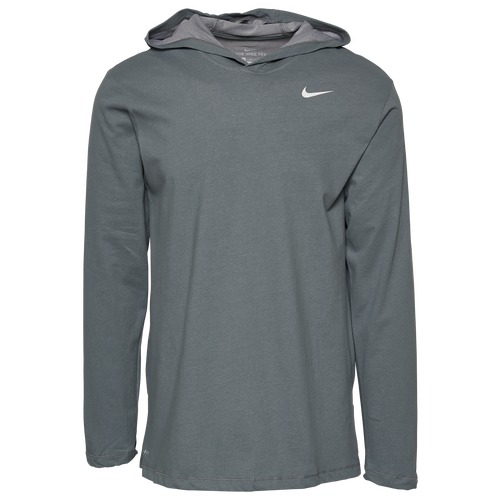 

Nike Mens Nike Team L/S Hoodie T-Shirt - Mens Dark Grey Heather/Black Size M