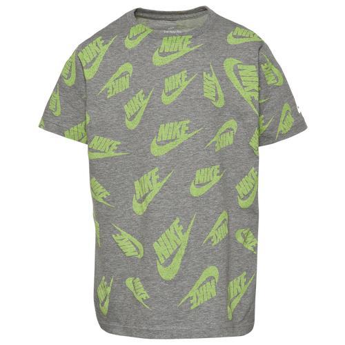 

Boys Nike Nike Futura AOP T-Shirt - Boys' Grade School Grey/Green Size M