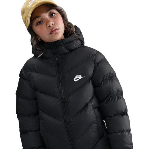 BOYS - Nike All Day Play Mid Thigh Puffer - White/Black