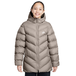 Boys' Grade School - Nike All Day Play Mid Thigh Puffer - Moon Particle/White