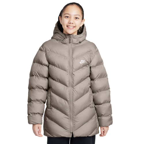 BOYS - Nike All Day Play Mid Thigh Puffer - Moon Particle/White
