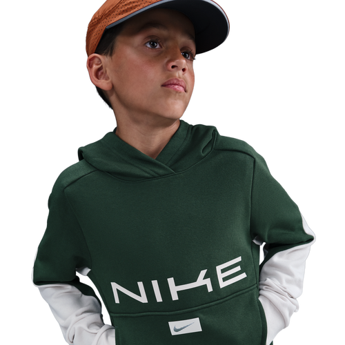 BOYS - Nike Dri-FIT Multi Fleece Hoodie - Fir/Lt Orewood Brown