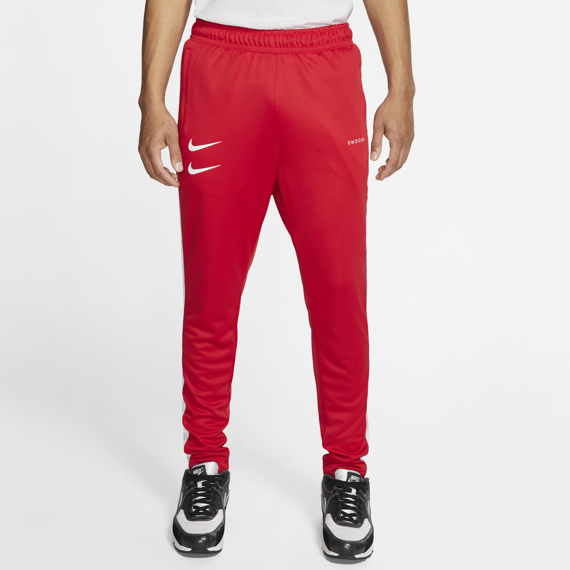nike polyknit track pants in blue and orange