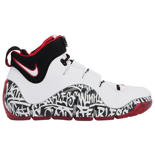 

Nike Mens Nike Zoom Lebron IV - Mens Basketball Shoes White/Black/Red Size 08.0