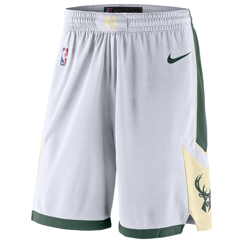 

Nike Mens Milwaukee Bucks Nike Bucks Swingman Shorts - Mens White/Fir Size L