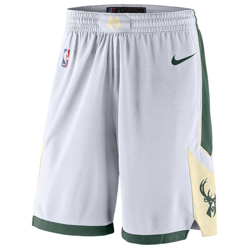 

Nike Mens Nike Bucks Swingman Shorts - Mens White/Fir Size L