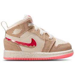 Girls' Toddler - Jordan 1 Mid SE - Desert/Fuchsia