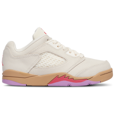Preschool Jordan Retro 5 Low - PALE IVORY/FUSION RED/DESERT