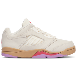 Girls' Preschool - Jordan Retro 5 Low - Pale Ivory/Desert/Fusion Red