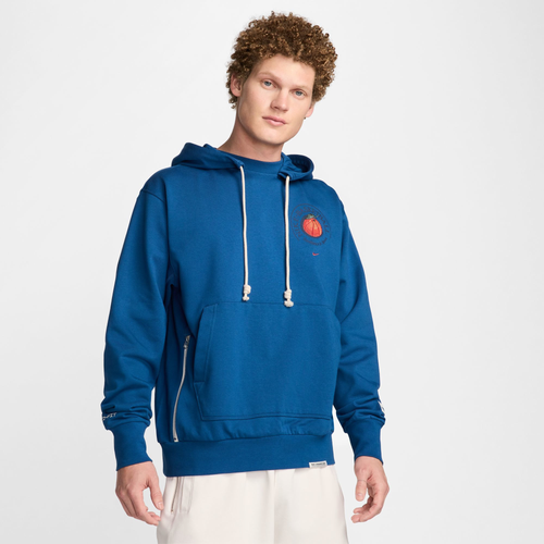 Shop Nike Mens  Dri-fit Standard Issue Npc Ii Pullover Hoodie In Blue/orange