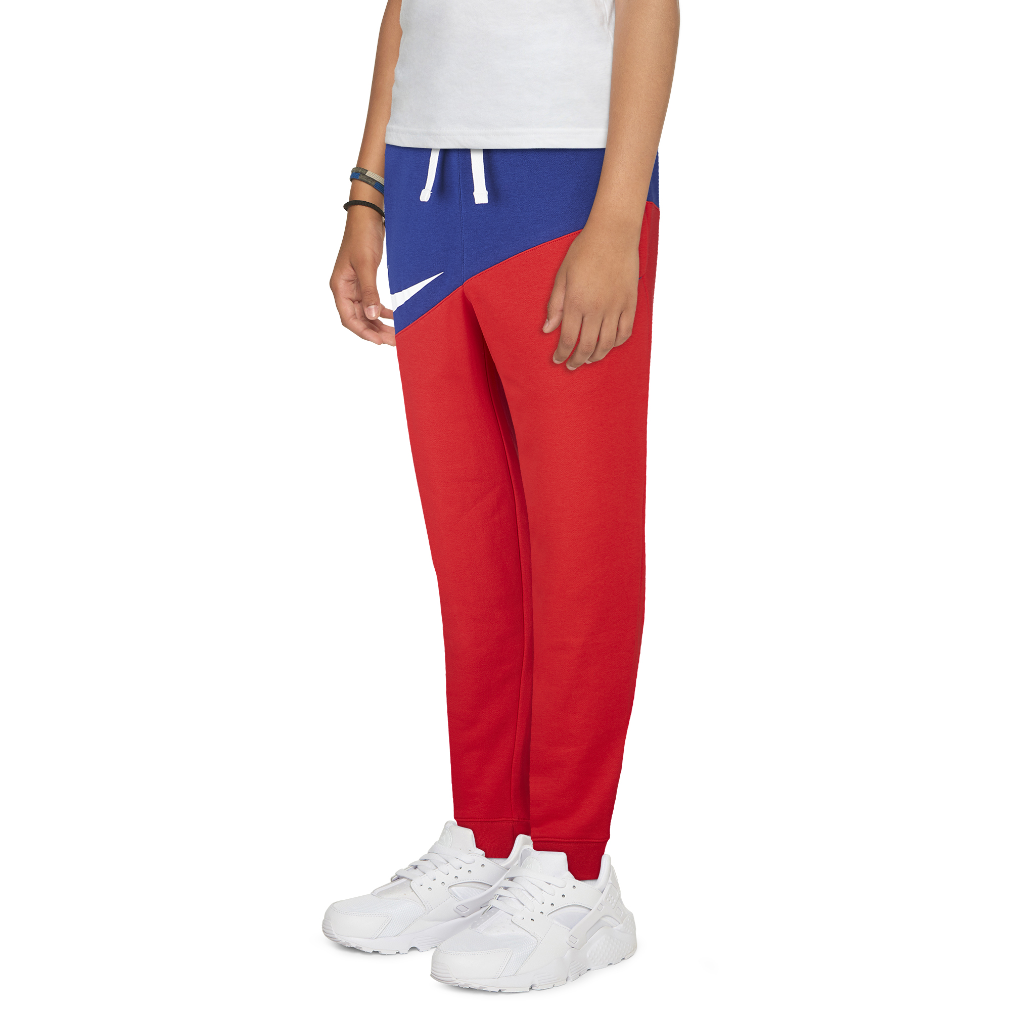 red and blue nike jogging suit