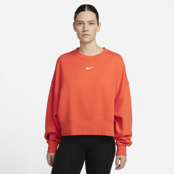 Women's - Nike Sportswear Essential Collection Fleece Crew - Orange/Orange/White
