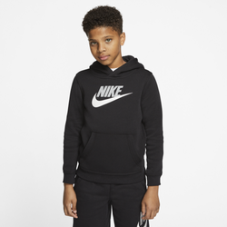 Girls' Grade School - Nike Club HBR Pullover Hoodie - Black/Light Smoke Grey/Grey