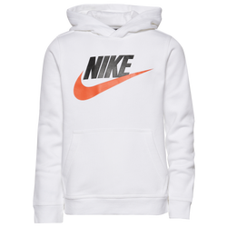 Boys' Grade School - Nike Club HBR Pullover Hoodie - White/Black/Orange