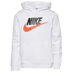 Girls' Grade School - Nike Club HBR Pullover Hoodie - White/Black/Orange