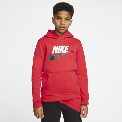 

Nike Boys Nike Club HBR Pullover Hoodie - Boys' Grade School White/University Red Size S