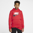 Nike Club HBR Pullover Hoodie - Boys' Grade School University Red/White