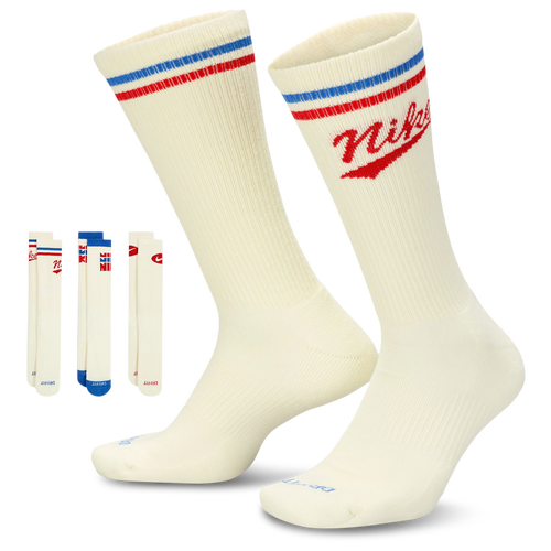 Nike Mens  Everyday Plus Crew Socks 3 Pack In Red/blue/white