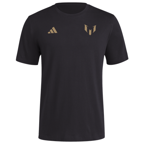 

adidas Mens Lionel Messi adidas Messi Name and Number Gold T-Shirt - Mens Black/Gold Size XL