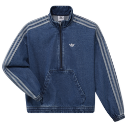 Girls' Grade School - adidas Originals Denim Half Zip - Blue/Blue