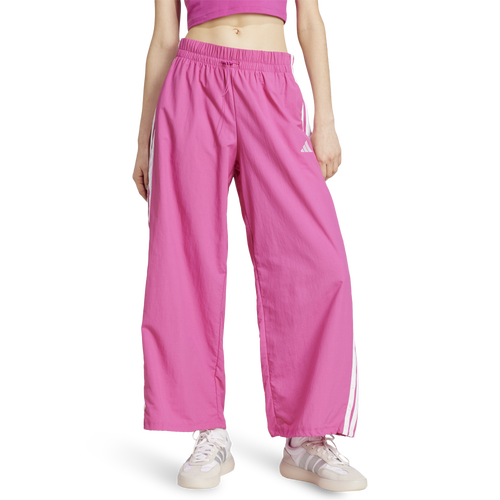 WOMENS - adidas Essentials 3-Stripes Woven Parachute Pants - Semi Lucid Fuchsia/White