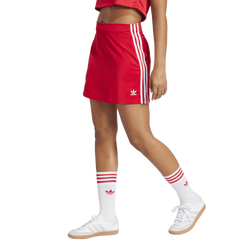 Women's - adidas 3 Stripes Mini Skirt - White/Scarlet