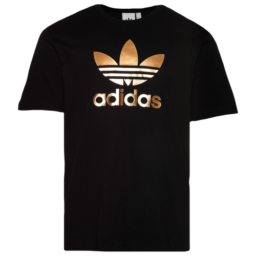 

adidas Originals Mens adidas Originals Trefoil T-Shirt - Mens Black/Gold Size L