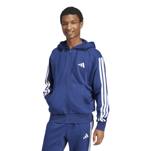adidas Essentials 3-Stripes Fleece Hoodie - adidas White/Dark Blue