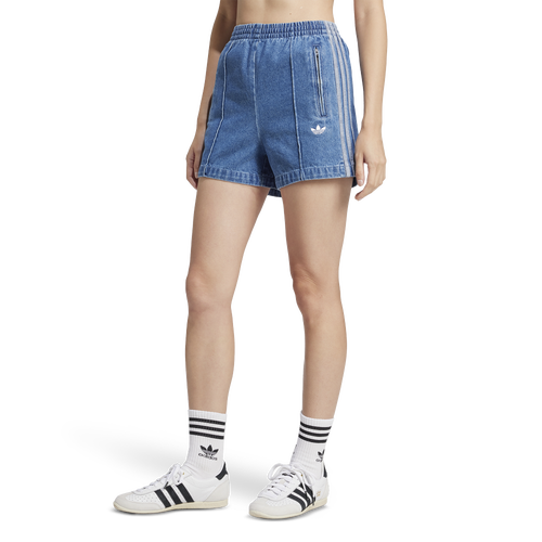 WOMENS - adidas Originals adicolor 3-Stripes Denim Shorts - Indigo Denim