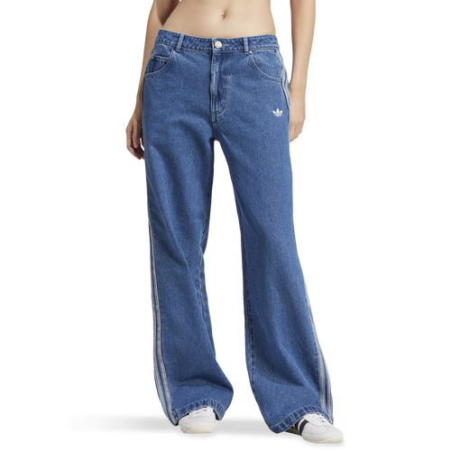 Adidas Originals Womens  Adicolor 3-stripes Denim Track Pants In Blue