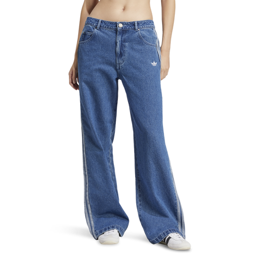Adidas Originals Womens  Adicolor 3-stripes Denim Track Pants In Blue