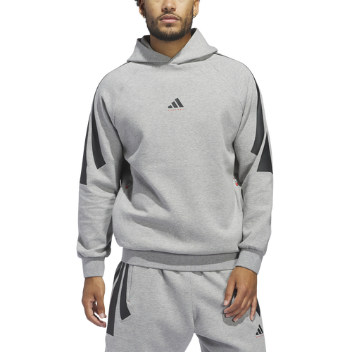 

adidas Mens adidas Basketball Spacer Hoodie - Mens Medium Grey Heather Size XS