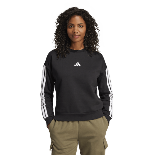  - adidas Essentials 3-Stripes Fleece Sweatshirt - White/Black