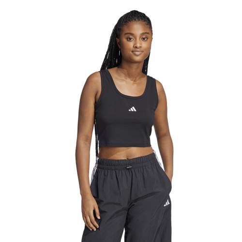 WOMENS - adidas Essentials Small Logo Cotton Lifestyle Tank Top - Black/White