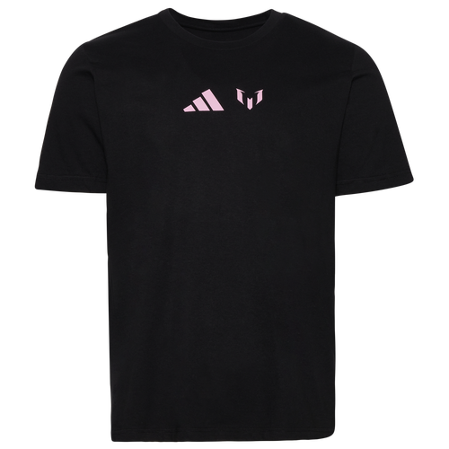 

adidas Mens adidas Messi 44 Trophy T-Shirt - Mens Black/Pink Size M