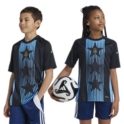 Boys' Grade School - adidas Argentina Pre-Match SS Jersey - Black/Blue Burst