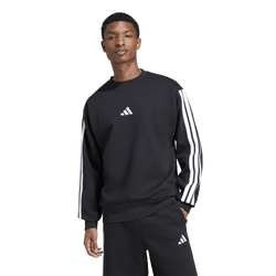 Men's - adidas Essentials 3-Stripes Fleece Sweatshirt - Black/White