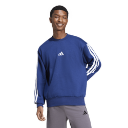 Men's - adidas Essentials 3-Stripes Fleece Sweatshirt - Dark Blue/White