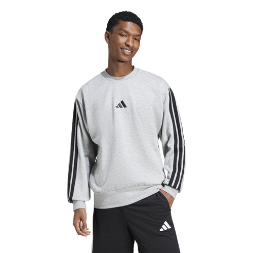  - adidas Essentials 3-Stripes Fleece Sweatshirt - Medium Grey Heather