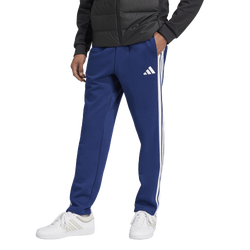 Men's - adidas Essentials 3-Stripes Fleece Open Hem Pants - White/Dark Blue