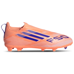Boys' Grade School - adidas F50 League Laceless FG/MG - Beam Orange/Lucid Blue